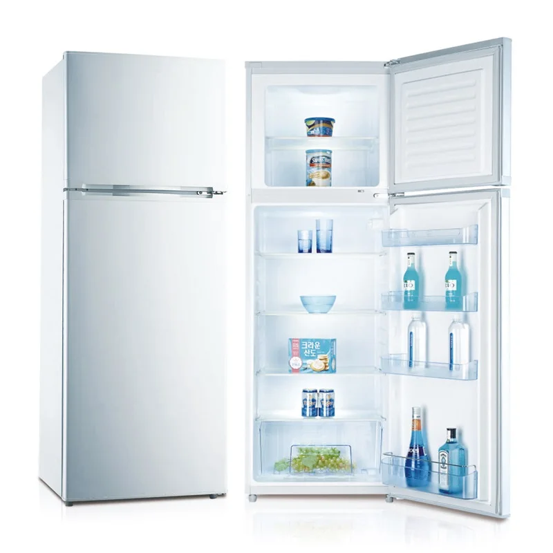 202L Double Door Fridge and Freezer Top Freezer , Foaming Door Small Refrigerator with Lock