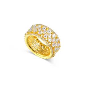 Luxury 9K 14K 18K Pear Marquise Cut Diamond Gold Eternity Band Rings Trendy Gemstone Rings for Wedding Anniversary Parties