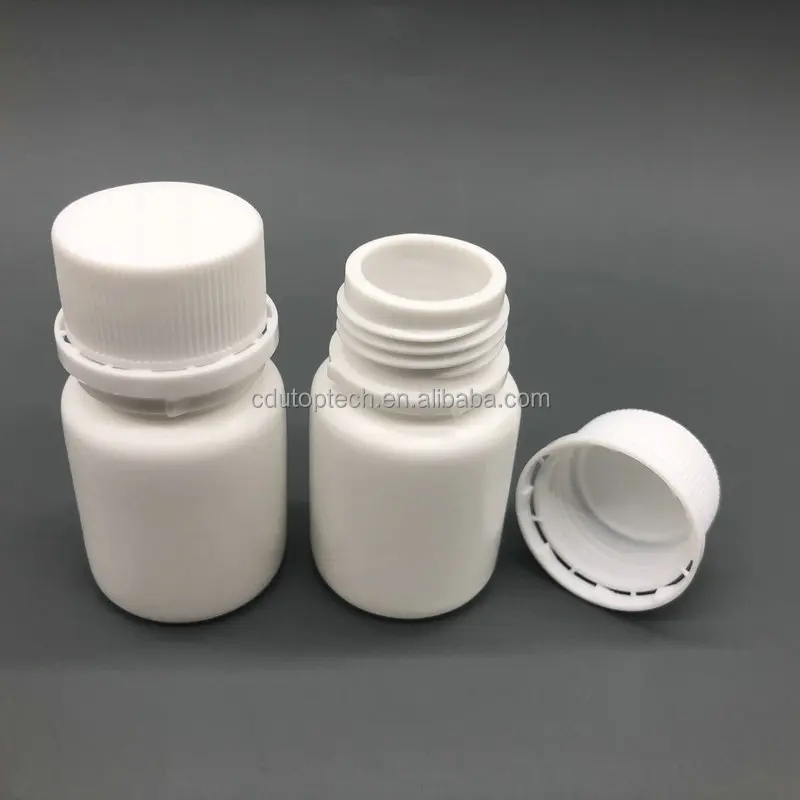 20cc 20g 20ml HDPE White Empty Plastic Pill Bottles with Tamper Proof Locking Lid for Vitamins and Tablets