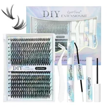 Wholesale Customizable Diy Cluster Lashes Private Label C D Curl Segment Pre-Cut Extension Kit Eyelashes DIY Cluster Lashes