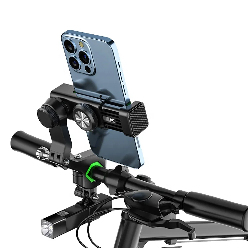 360 Degree Rotatable Bike Mobile Phone Holder Bracket with a Compass Power Bank Light for Bicycle e-Bike Motorcycle Night Ride