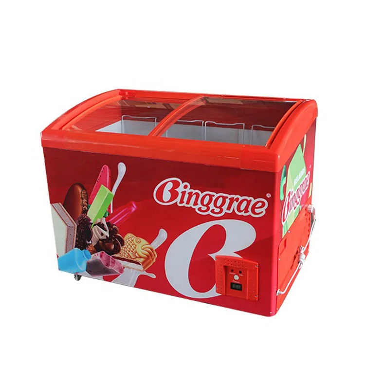 Small Double-Temperature Display Freezer Deep Ice Cream Showcase for Supermarket and Shop Use