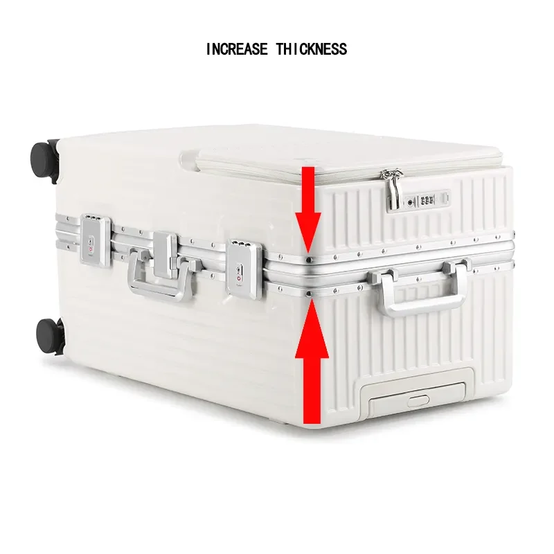 28 Inch Reinforced Thicken Aluminum Frame Travel Luggage Large Capacity PC Suitcase Anti-Theft Password Front Open Trolley case