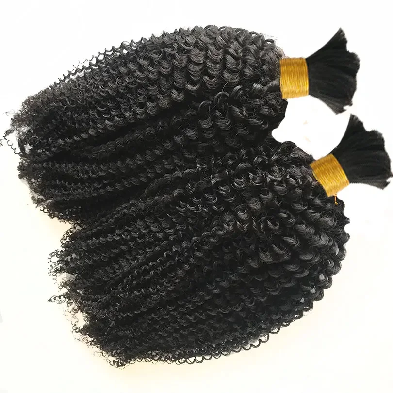 Mongolian Afro Curly Human Hair Bulk For Braiding No Weft Remy Human Hair Bulk 1/2/3 Bundles_voghion.com