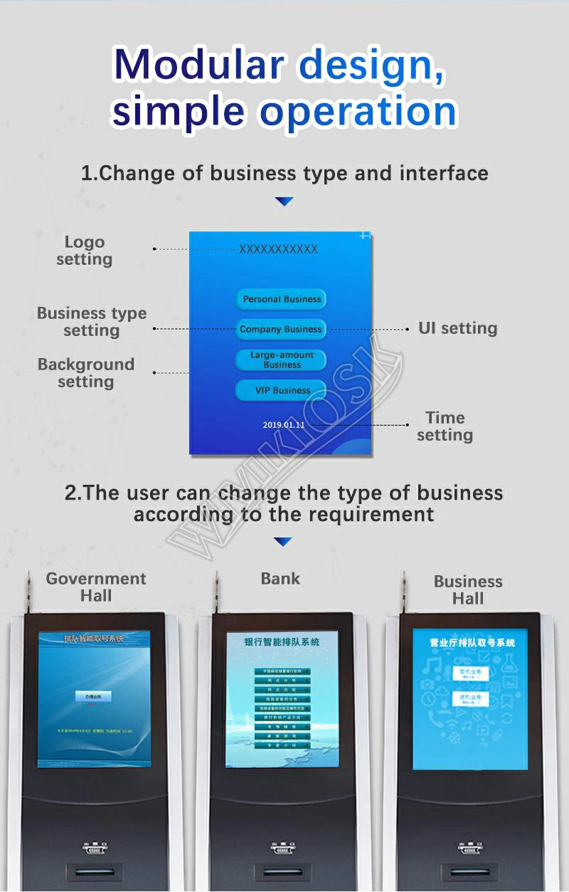 Bank/hospital Other Service Equipment Customer Waiting Token Number Ticket Dispenser Queue Management Display System