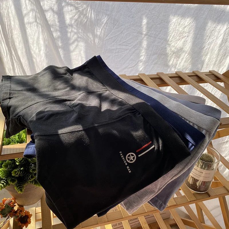 Нижнее белье LYX017 мужское из чистого хлопка выступающие дышащие однотонные боксеры средней длины большие размеры