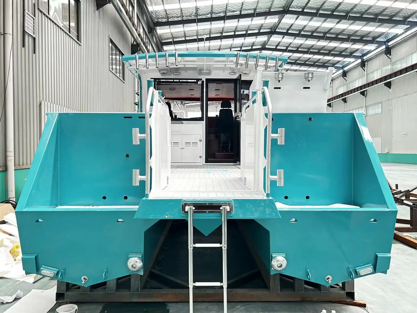 Aluminum Fishing Vessel Trailerable Power Catamaran 11.6m*3.5m Wooden Interior Fishing Boat