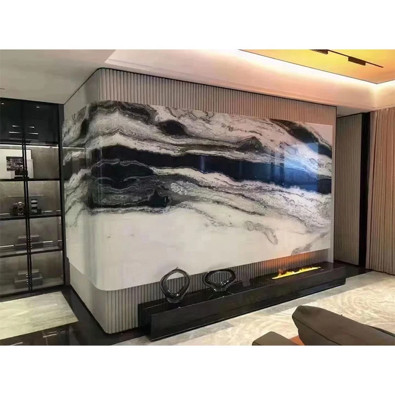 Interior Wall Cladding Decoration Natural Chinese Manufacturer Book matched Panda White Marble Slabs For Flooring