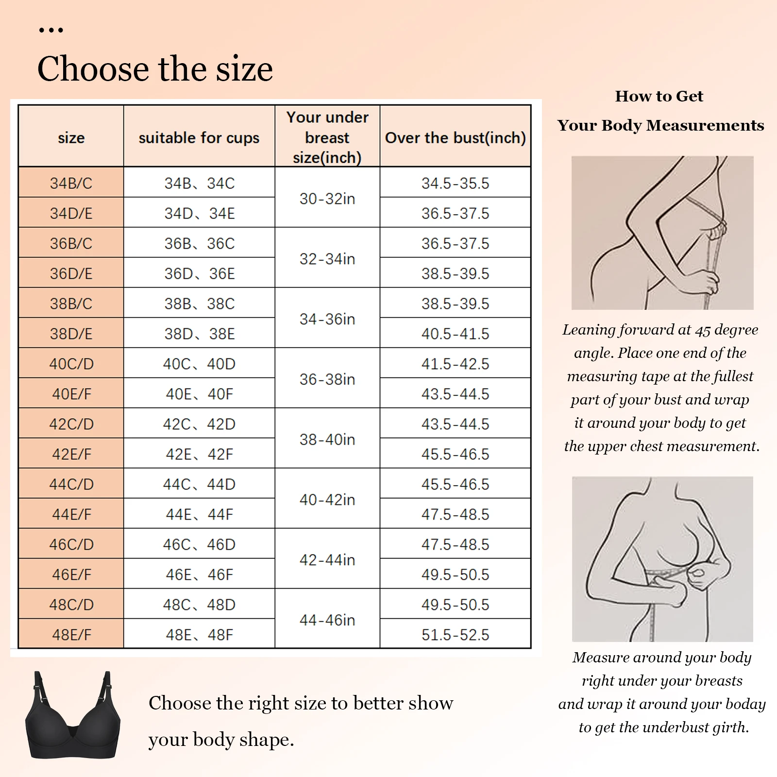 Hexin Seamless Body Shaper Bra Women Plus Size Deep Cup Bra Hides Back ...