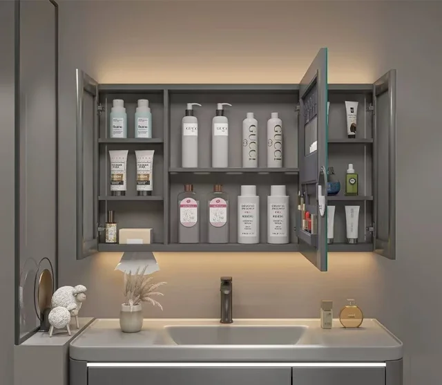 led bathroom mirror cabinet Wall Mounted smart vanity lighted storage medicine Cabinet