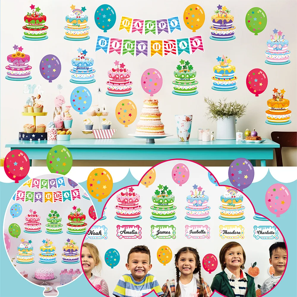 Happy Birthday Bulletin Board Set Birthday Wall Classroom Decoration Cutouts for Calendars Bulletin Boards Classrooms