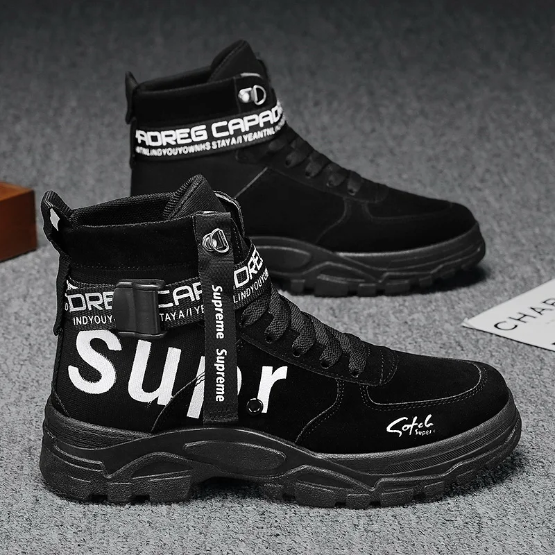 New Design High Quality Fashion Lace up Canvas Label Men's Casual Sports Boots