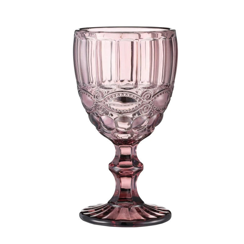 Wholesale Glassware Colored Goblet Wine Glasses Water Glass Pressed