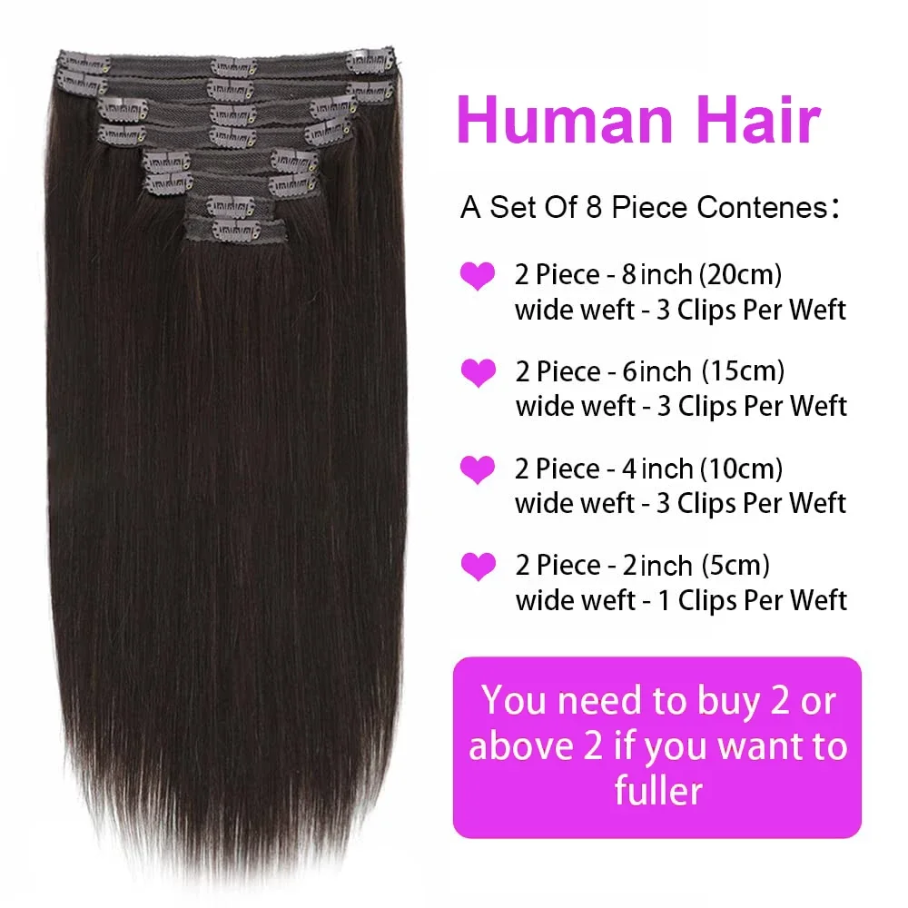 Extensions de cheveux brésiliens à clipser en vrais cheveux humains bouclés profonds #2 brun foncé 8 pièces_voghion.com