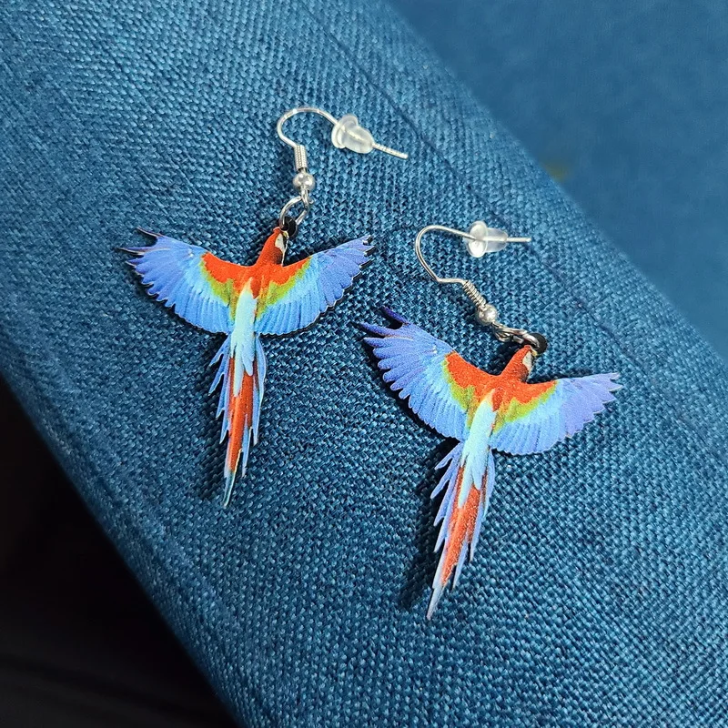 MALOYANVE Acrylic Bird Earrings For Women Novelty Colorful Elegant Long-tailed Parakeet Parrot Hummingbird Eagle Dangle Drop Animal Earrings Jewelry Gifts (Parrot 2) In | Whizz Drop & Dangle