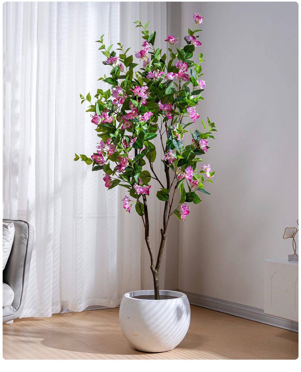 Natural Style Home Office Decor Artificial Bougainvillea PVC Green Plastic Pot Real Touch Leaves Artificial 180cm Fabric Wedding factory