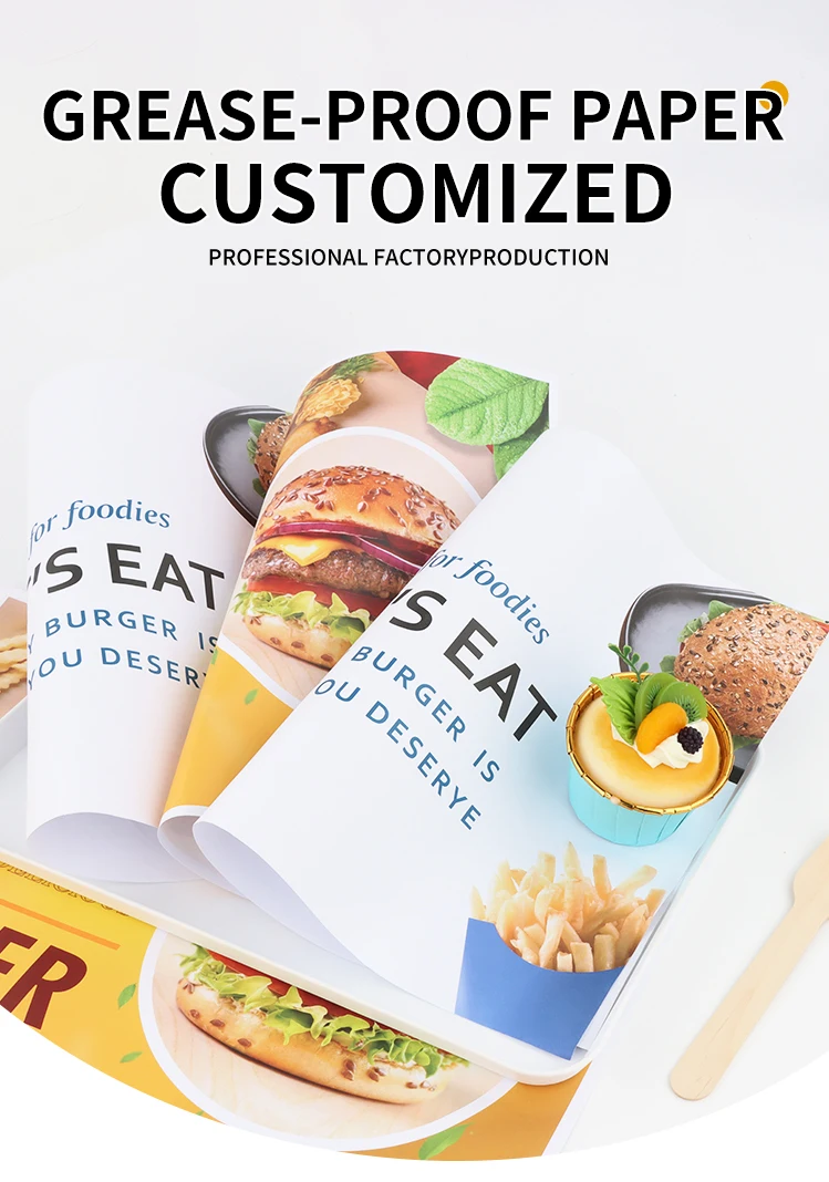 product wholesale food grade disposable greaseproof burger sandwich bread packaging paper  paperboards food paper custom logo-4