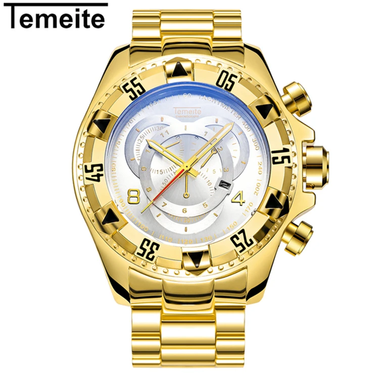 Top Brand Luxury Men Quartz Watch and Bracelet Set Business Gold Stainless  Steel Big Dial Wristwatch Gift for Men Reloj Hombre - Etsy Australia