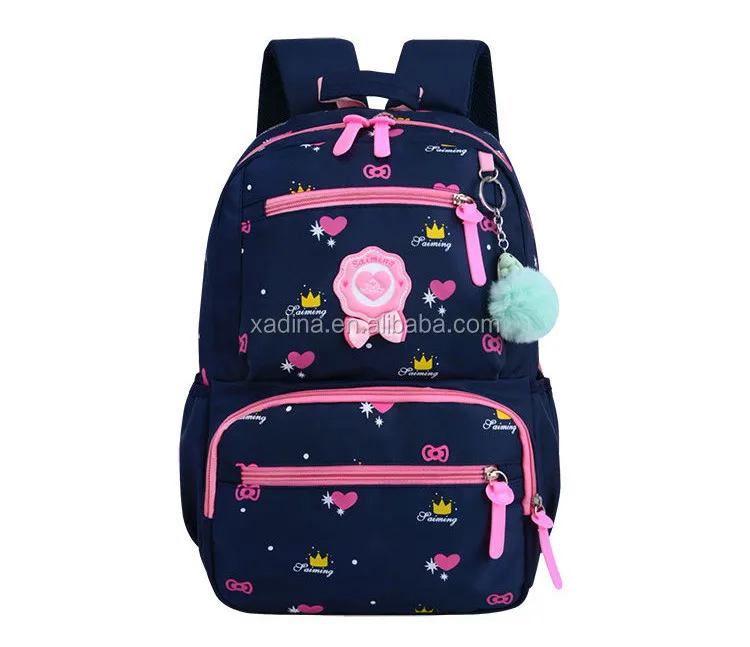 Hotselling Lovely Kitty Printed Canvas Backpack Four-piece Sets Multi-functional School Bags for Girls