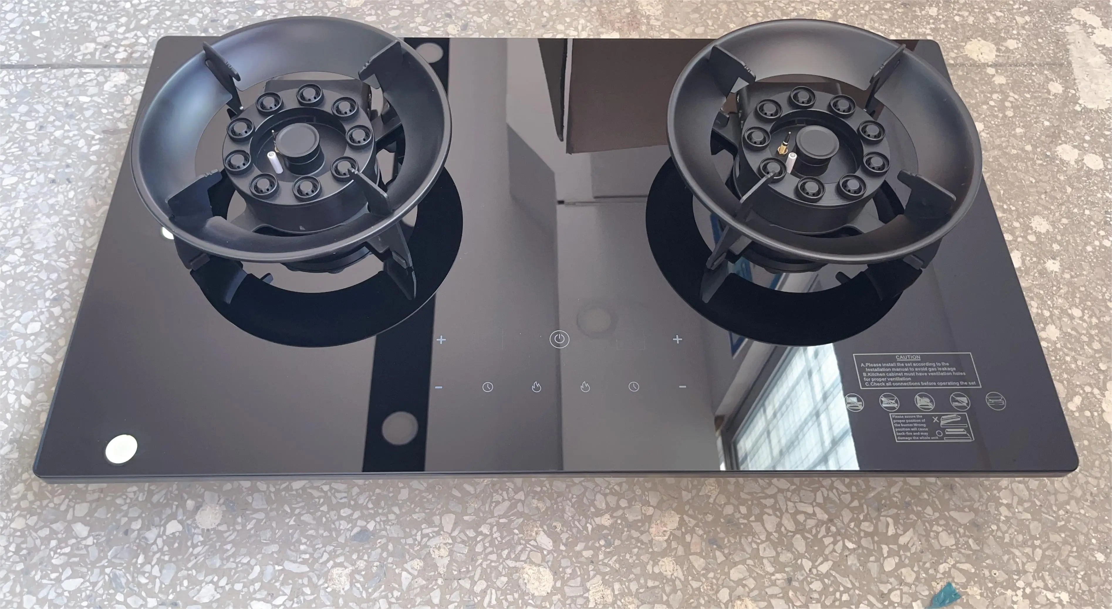 Build In Double Burners Gas Stove With Stainless Steel Panel And Touch