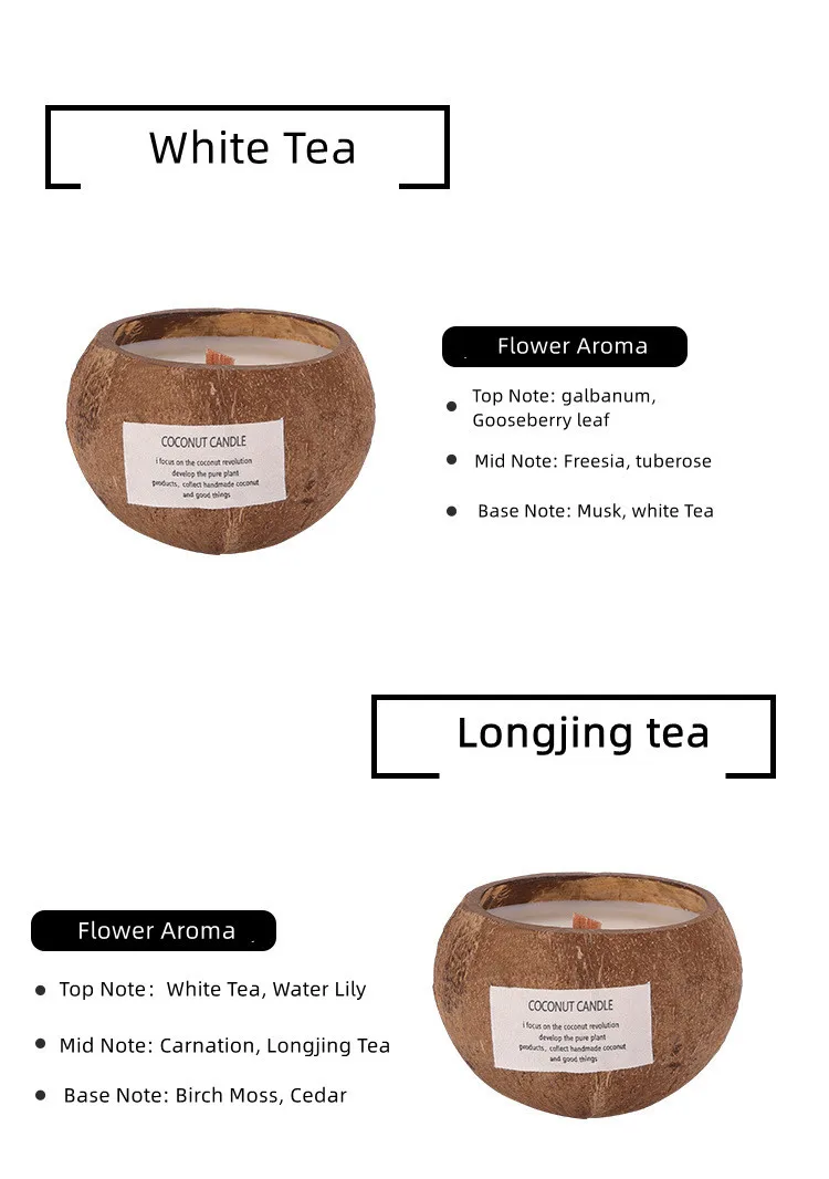 Eco Friendly 8oz Soy Wax Coconut Wax Coconut Shell Scented Candles With