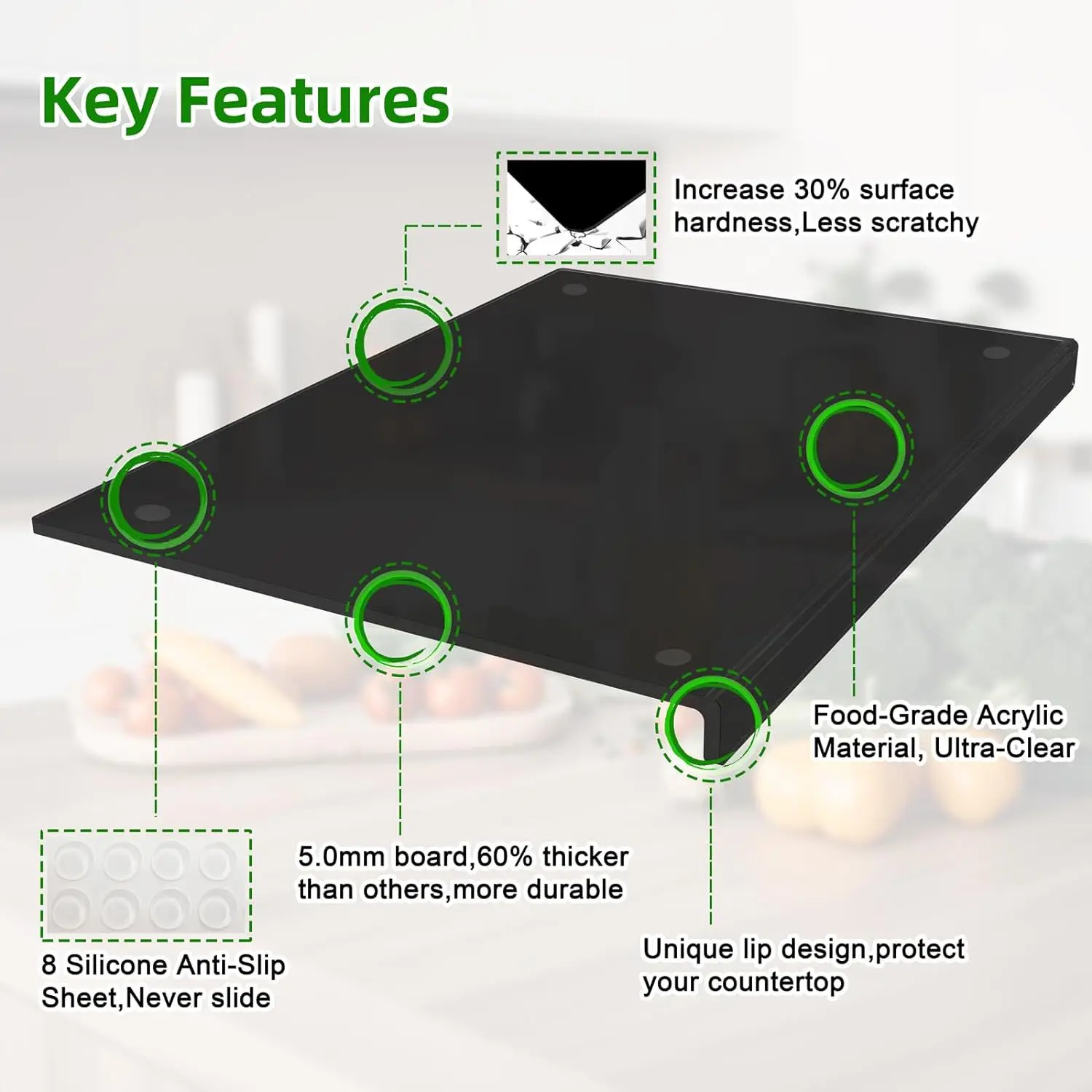 Transparent Acrylic Cutting Board for Kitchen Use