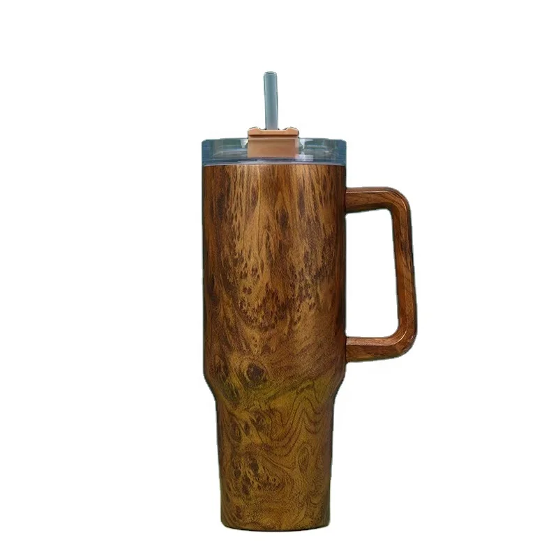 Large Capacity 40OZ Sports Design Car Cup with Straw Vacuum Bottle Cola Shape for Camping 40 Ounce Texture Coaster