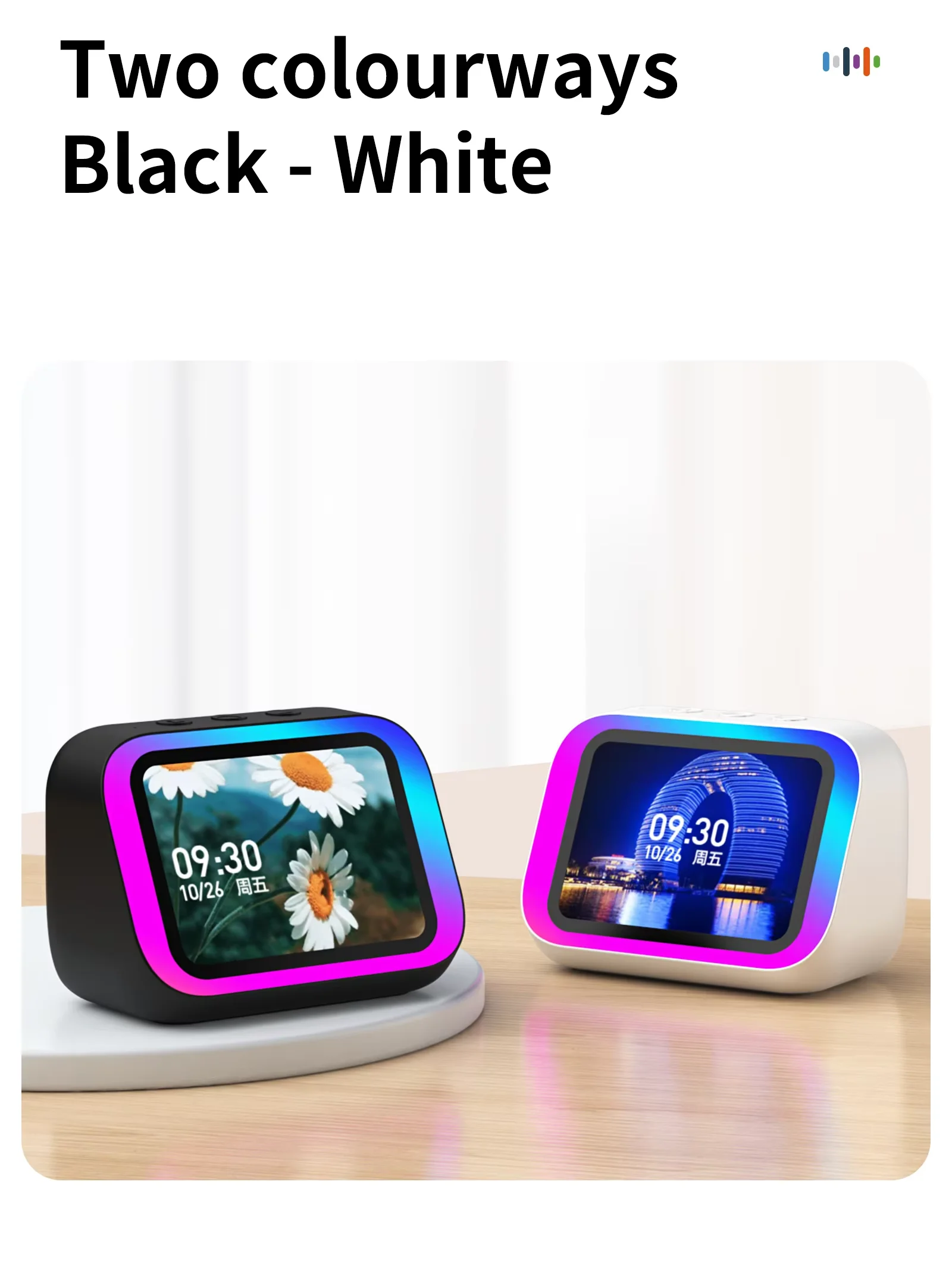 New Innovative Speaker TF26 Pro Smart BT Loudspeaker RGB Large-Screen Weather Temperature Display Table Clock Voice