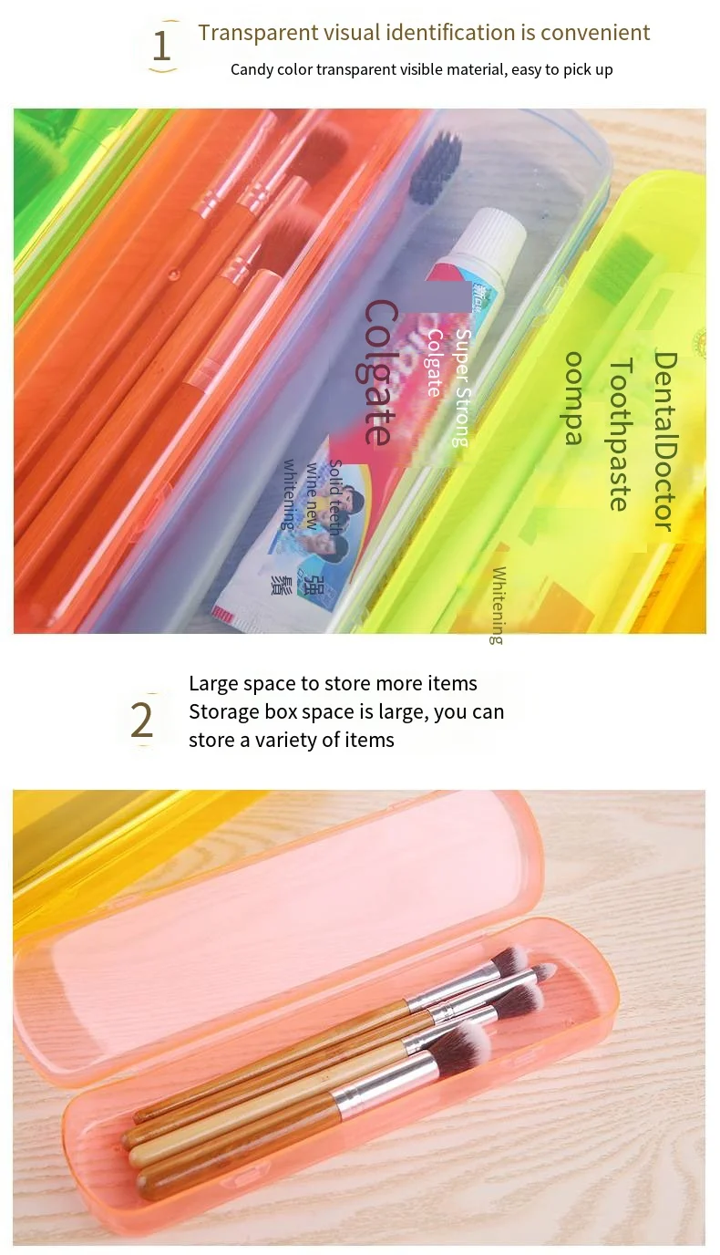 New candy-colored toothbrush case portable transparent toothpaste storage case business travel dental set wholesale details