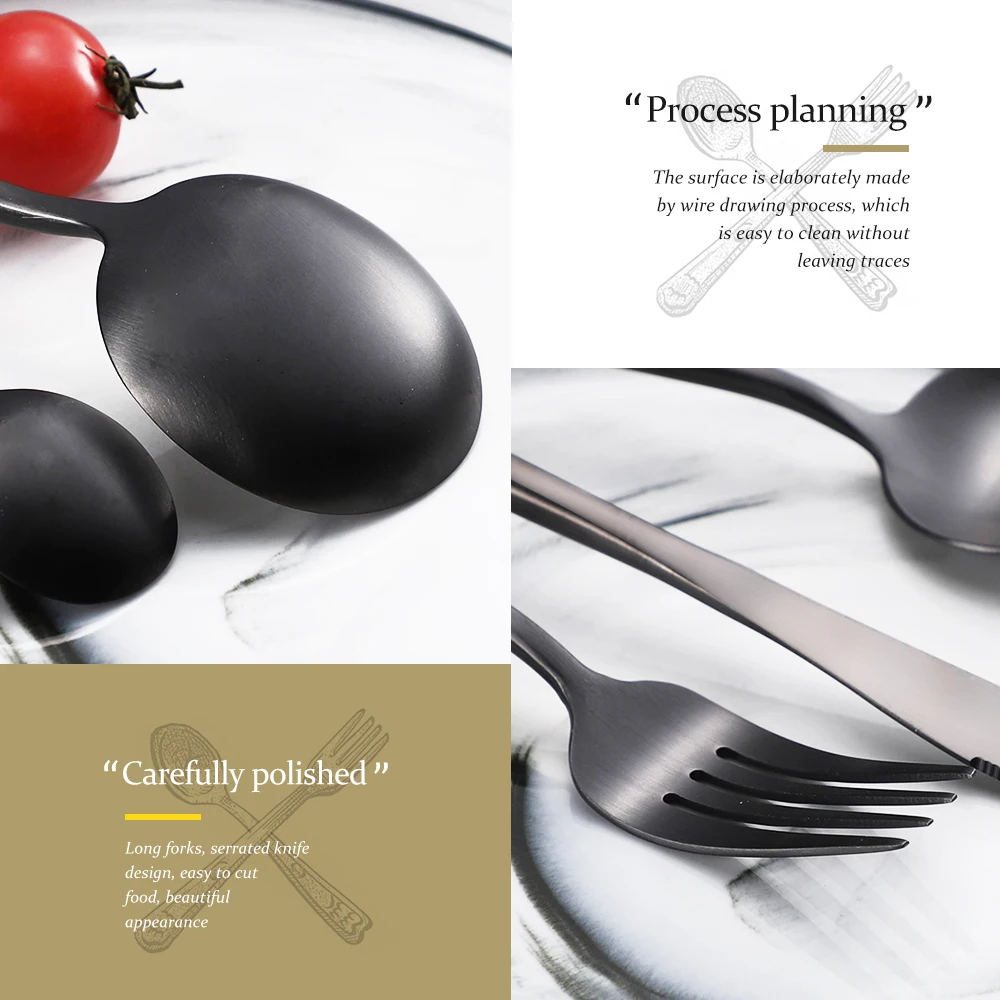 Portugal Highend Matte Black Flatware Set Stainless Steel Spoons Forks