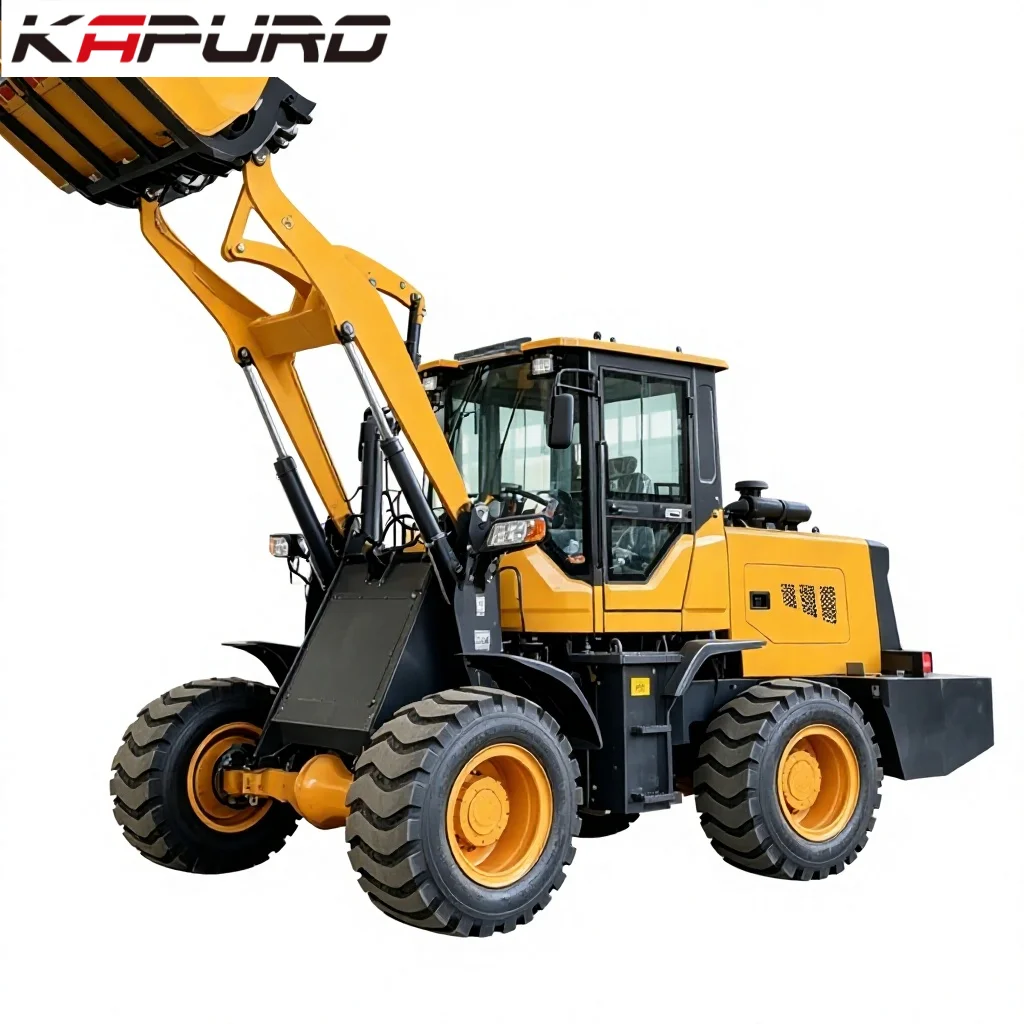 Kapuro ZL-946-hoëdoeltreffende wieletrekker; diesel-minitrekker; voor-/agtergrawer; Yunnei-enjin; dryfkrag van 63–92 kW; emmerkapasiteit van 1,2 m