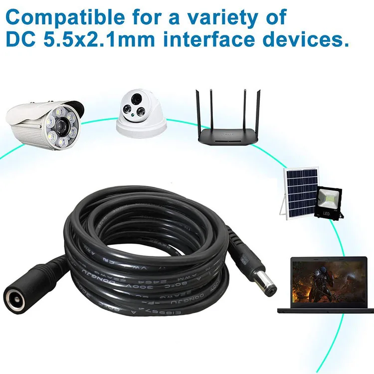 3 Câbles D'alimentation DC 0.5m - Prise 5.5x2.1 Mm Mâle à Mâle - Parfait Pour Caméras De Surveillance, Routeurs, Bandes LED (24V/12V, 22AWG)