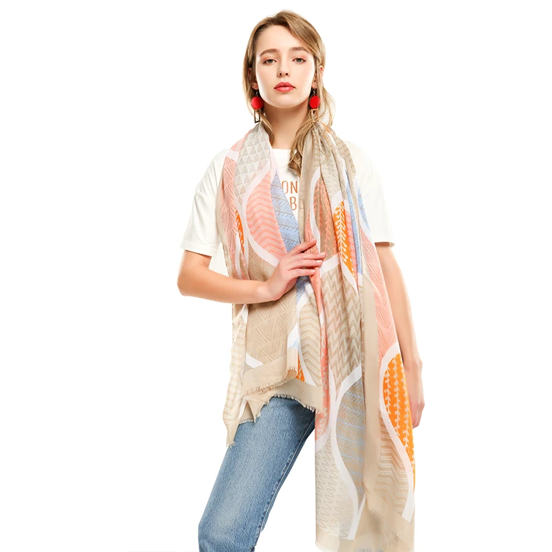 Professional scarf manufacturer 180X90cm color printing design satin fashion scarf for women