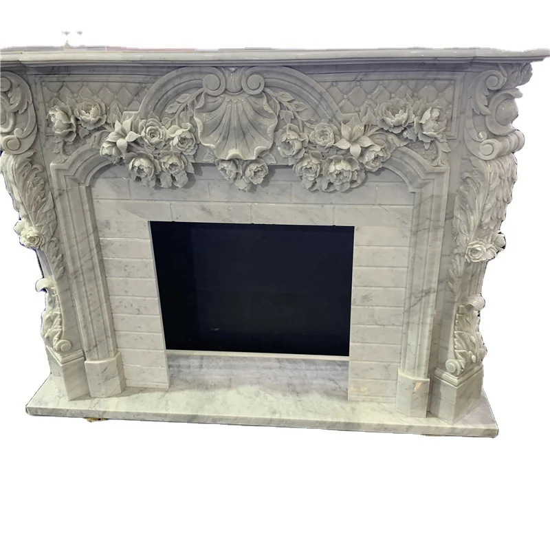 Каминна полица с модерен дизайн, обграждане, красива вътрешна полица от нови модели бял мрамор Карарака