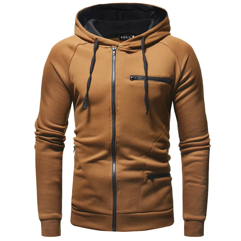 light brown zip moletom com capuz