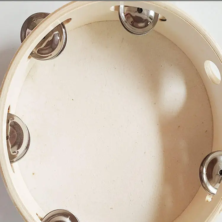 Gendang Mainan Instrumen Musik Grosir Custom 8 Inci Gendang Tangan Gendang Kayu Gendang Pernikahan untuk Anak Usia Pra Sekolah Alat Perkusi