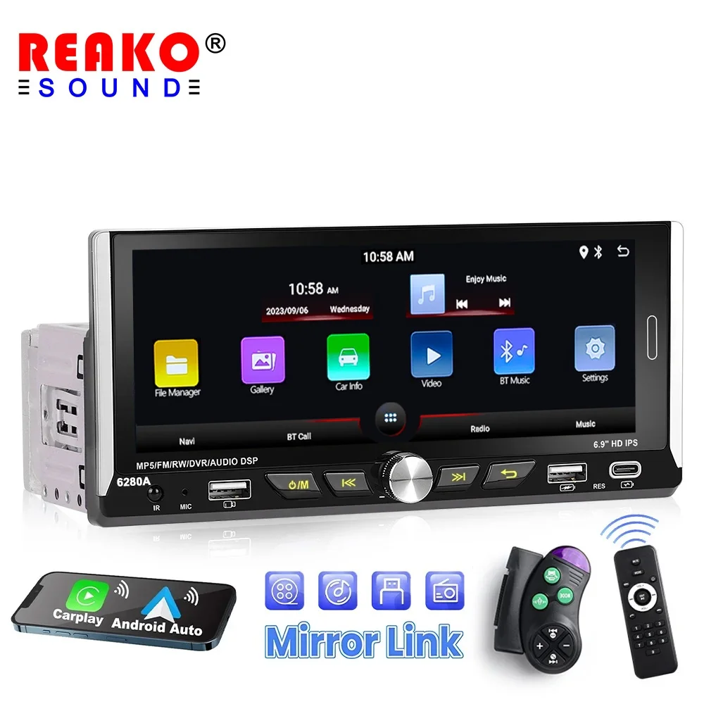 8227 Android 1 Din 6.9 Inch Car Player 2+64G GPS WIFI BT Carplay