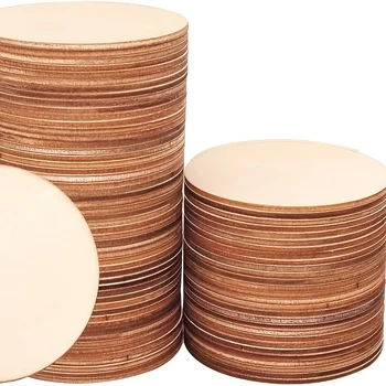 Unfinished Wood Circle Round Wood Pieces Blank Round Ornaments Wooden Round Pieces For Diy Craft Project Decoration