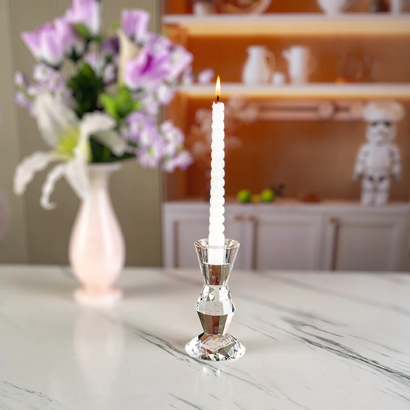 Small Bridge Compact and Exquisite Glass Candlestick Holder for Home Decoration for Christmas Easter Valentine's Day