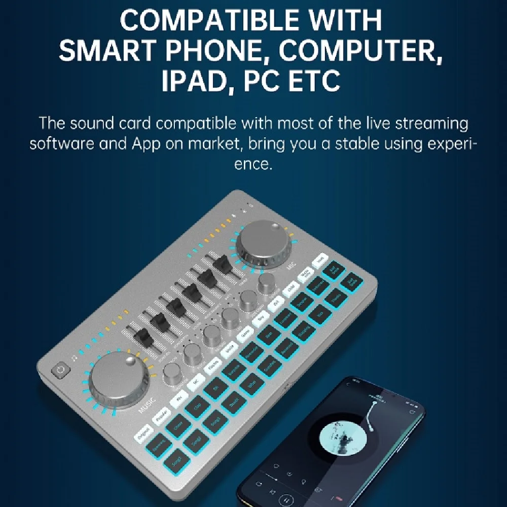 Профессиональный звуковой Миксер для студийной аудиосистемы с интерфейсом v8 и функцией звуковой карты