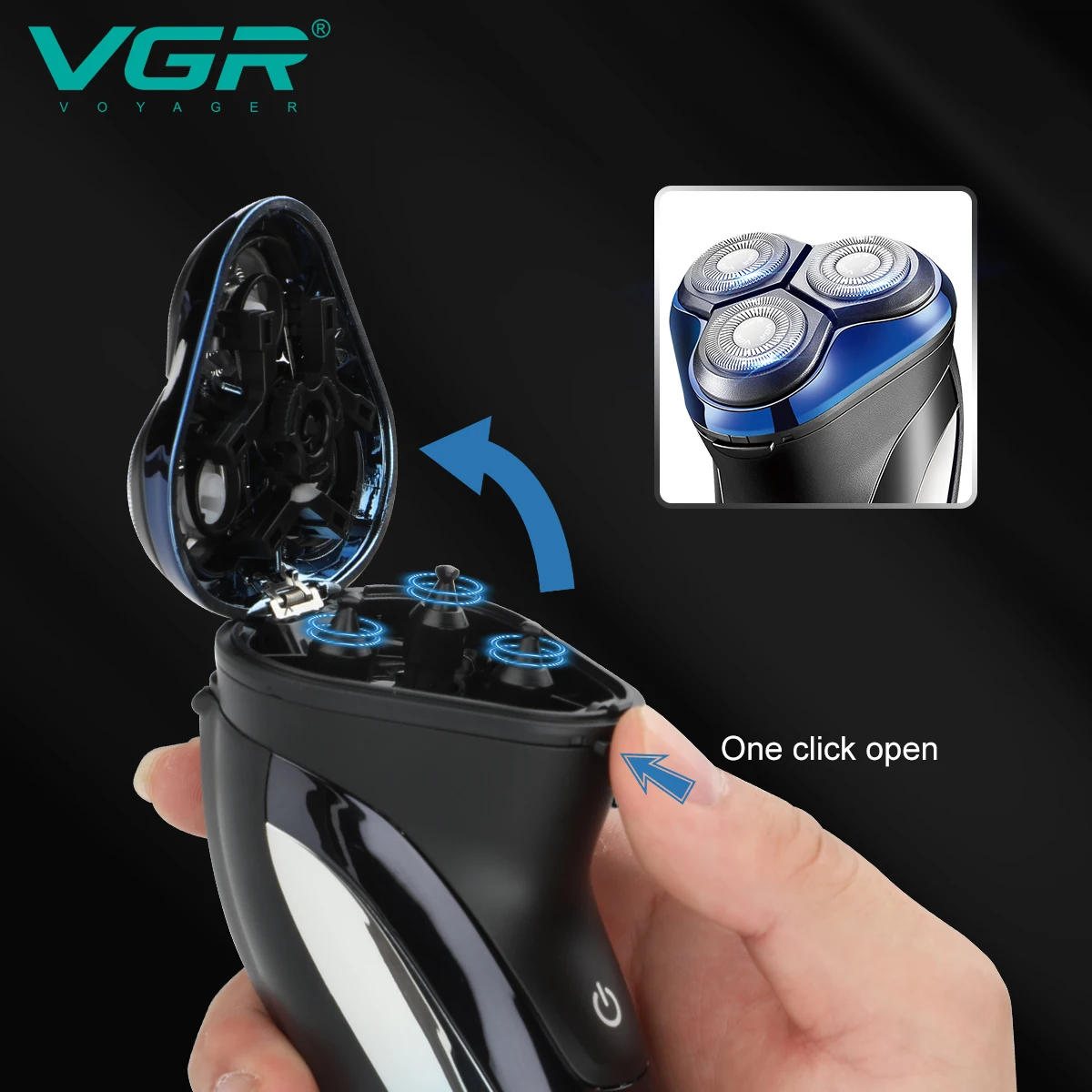 VGR Electric Razor For Men USB Rechargeable 3D Rotary Men's Shaver Pop