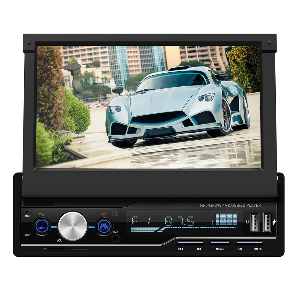 Radio Car Universal Mp5 Player T100 1din Touch Screen 7 Inch Car Radio with USB AUX BT Retractable