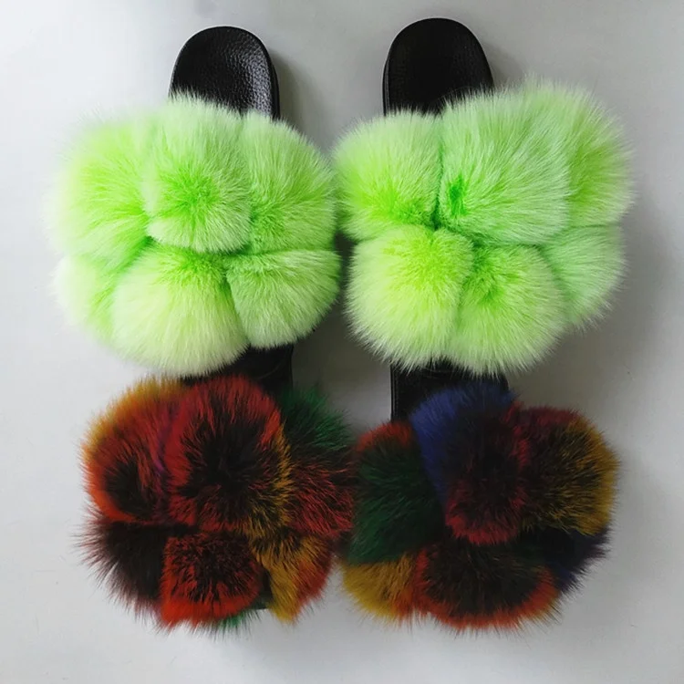 2020Custom Color Big Fluffy Fur Ball Pom Pom Real Fox Racoon Furry