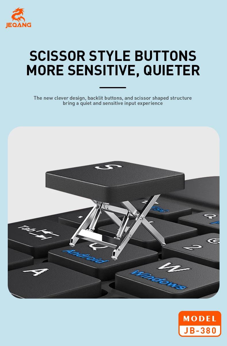 JEQANG JB-380 BT Keyboard with Touchpad Type C Charging Compatible with 3 Systems New Laptop Keyboard