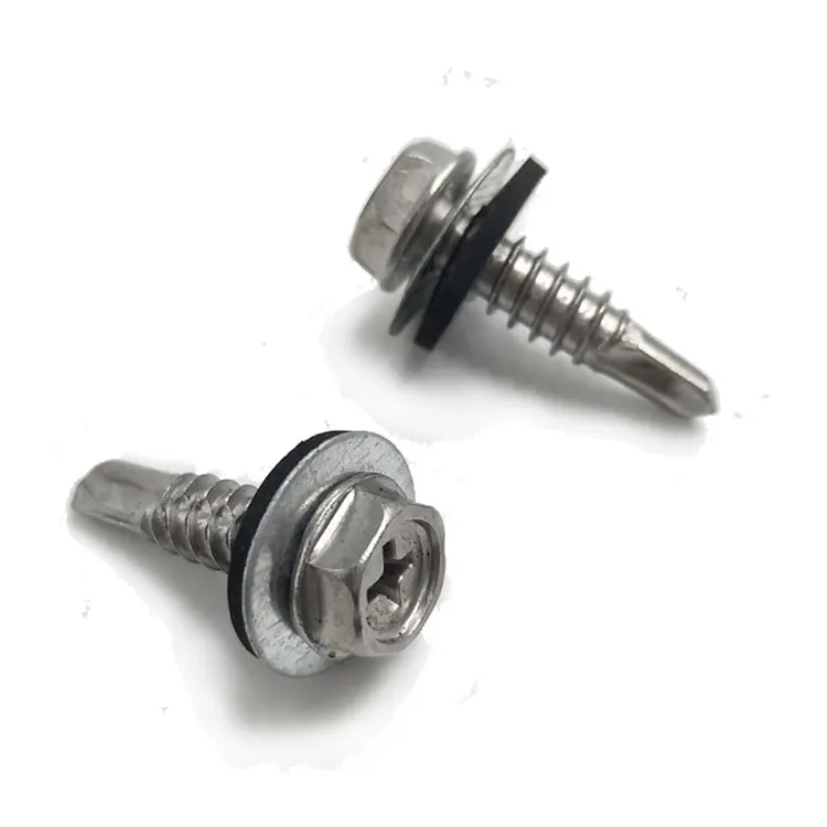 Cabeça hexagonal galvanizada auto perfuração parafuso pregos com aço de lavagem