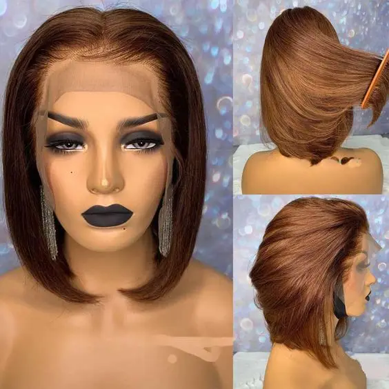 Factory Cheap Short Stretch Human Natural Hair Wigs 13x4Lace Front Color Bob Wig for Black Women Perruques Naturelles Courtes