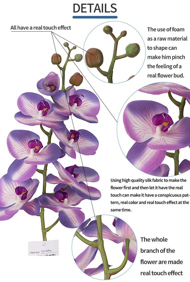 Natural Real Touch Latex Moth Orchid Artificial Flower Butterfly Orchid