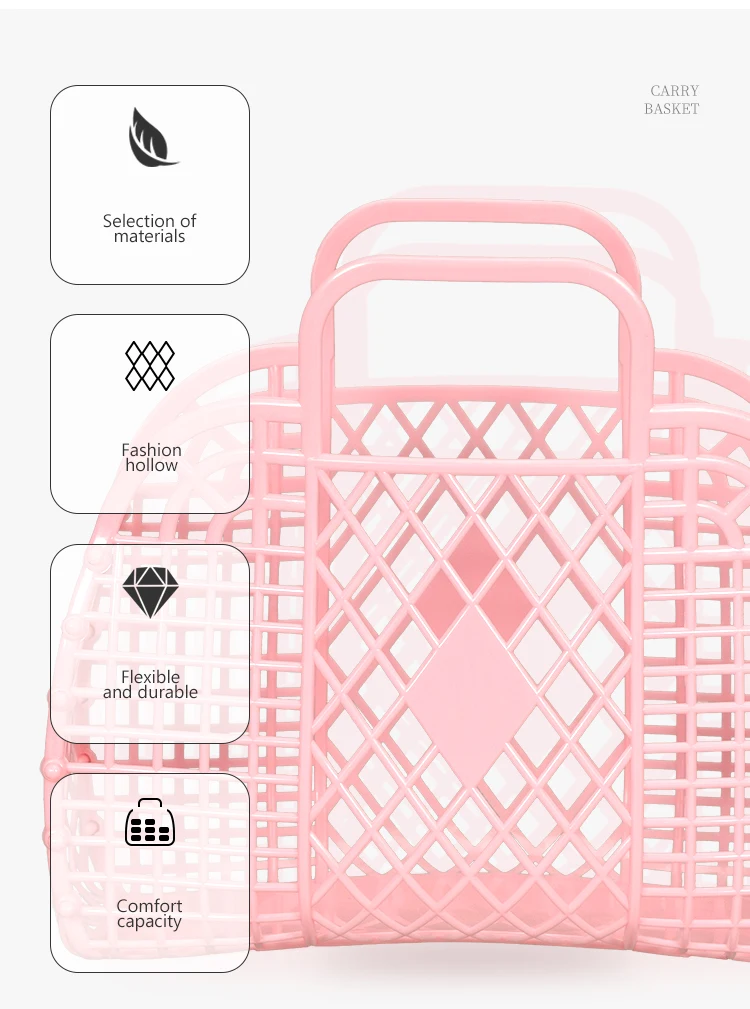 Fashion portable shopping plastic foldable storage basket for household