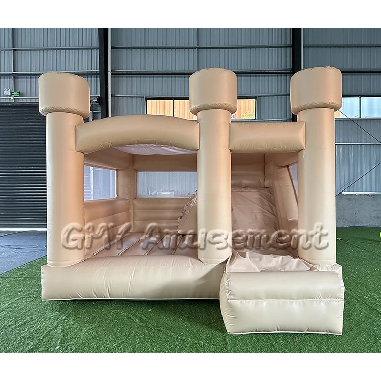 Hot sale pvc tan beige bouncy castle inflatable commercial indoor bounce house for kids