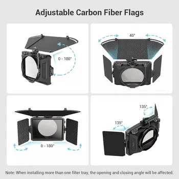 Smallrig Mini Matte Box PRO Come with 4 X 5.65 Filter Trays and 67mm/72mm/77mm/82mm-95mm Adapter Ring - 3680 detail image